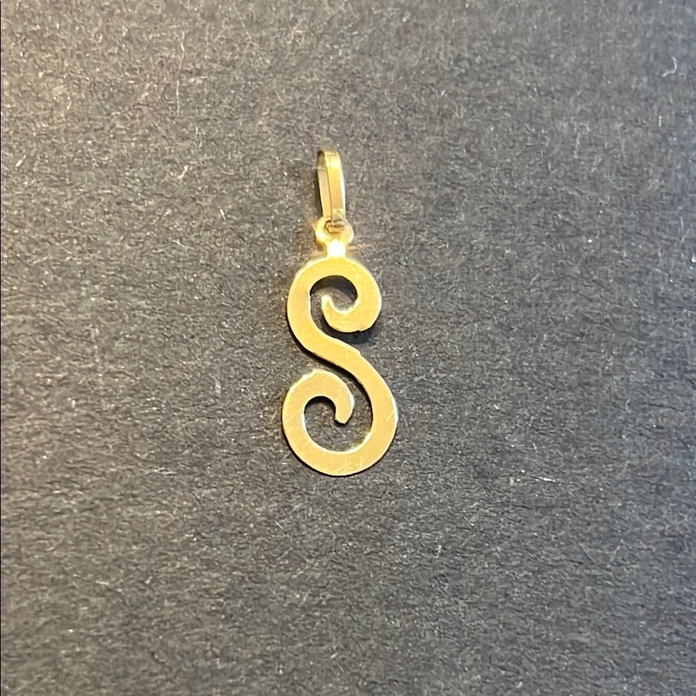 14K solid Yellow Gold Initial S Pendant